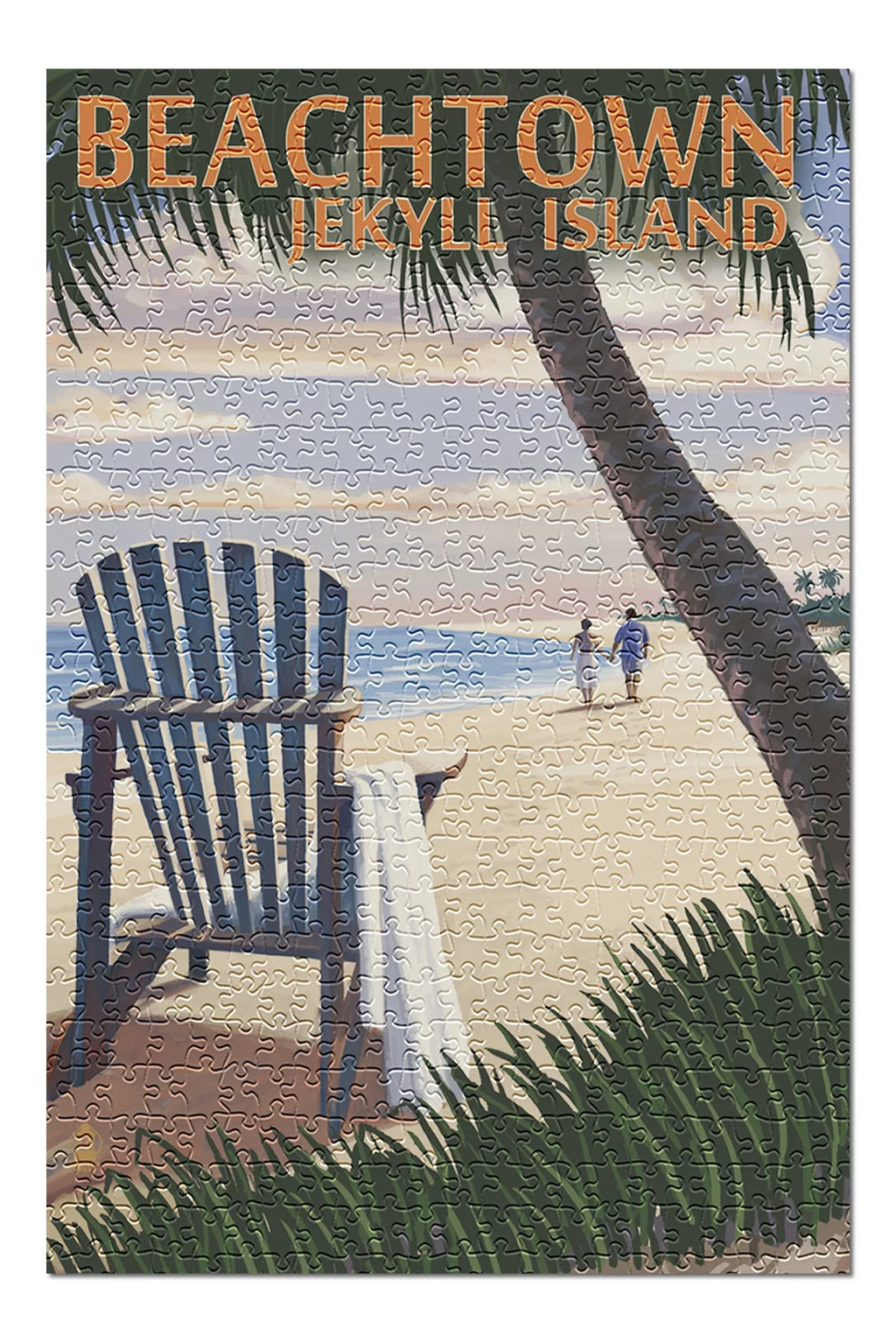 Beachtown, Jekyll Island, Georgia, Adirondack Chair on the Beach (19x27 inches, Premium 500 Piece Jigsaw Puzzle for Adults and Family, Made in USizeA)
