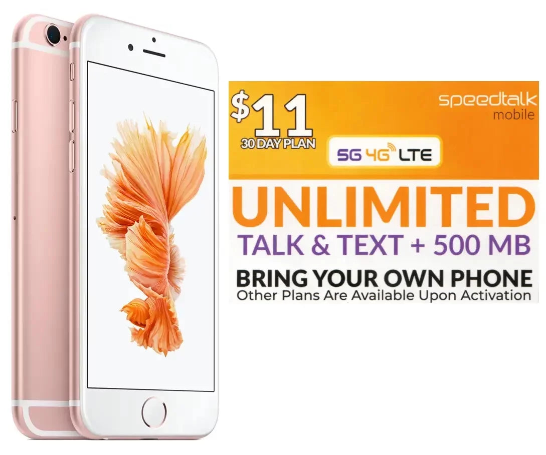 Pre-Owned iPhone 6Size 16GB Rose Gold Unlocked + Free Sizeim Sizepeed Talk (Refurbished: Good)