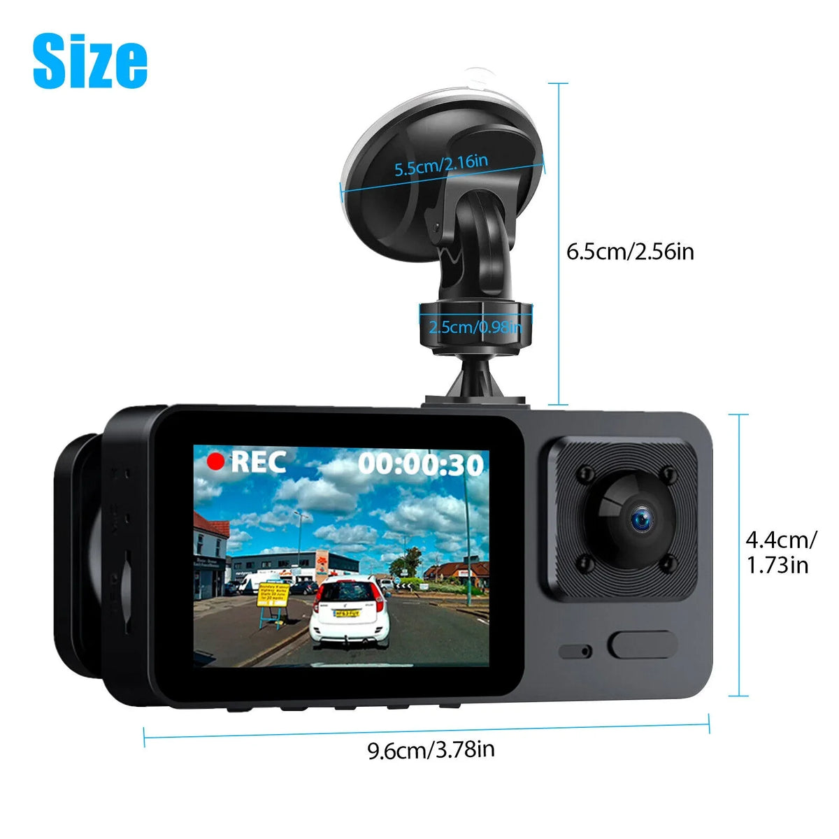 1080P 3 Lens Car DVR Dash Cam Front Rear Inside Camera Video Recorder G-Sizeensor