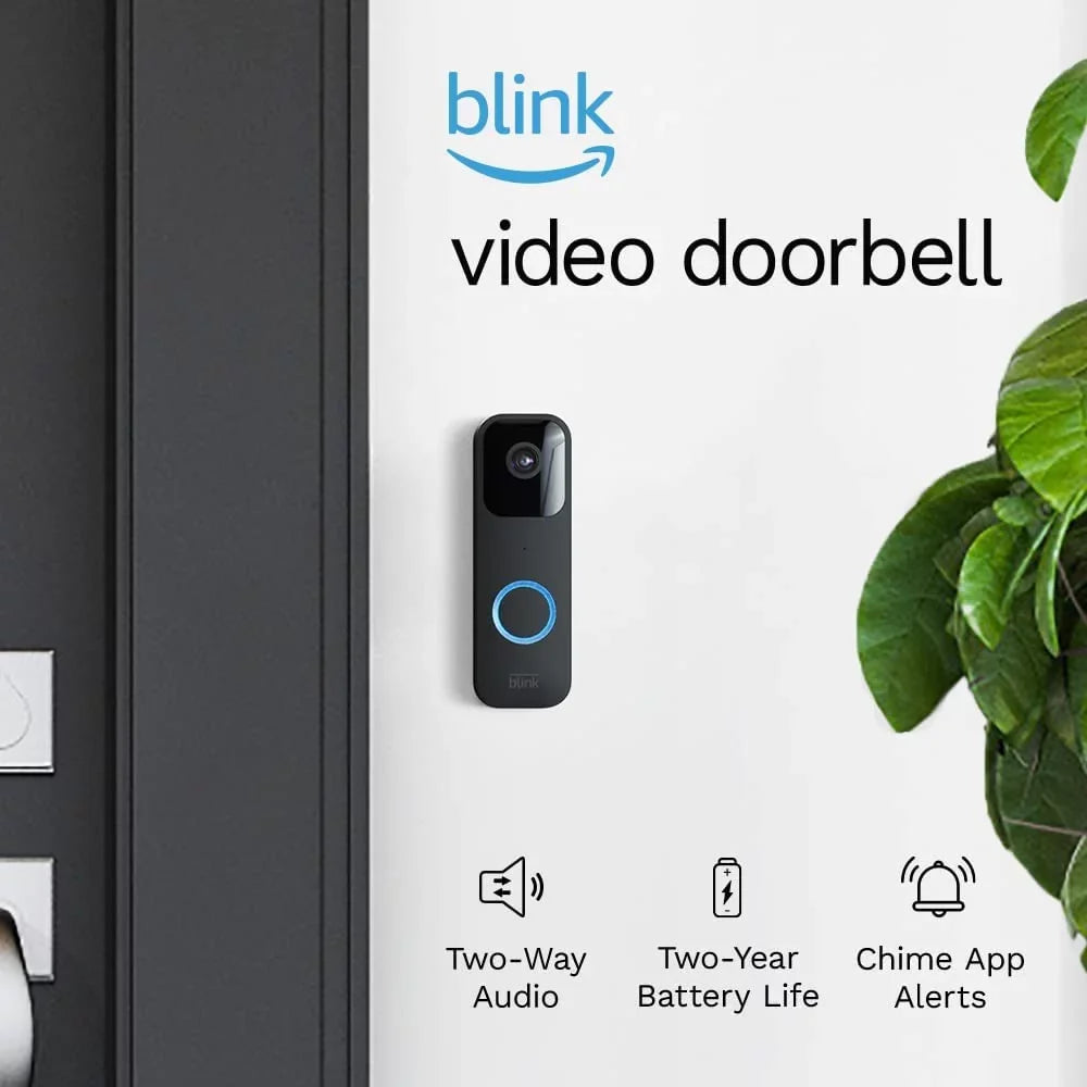 Blink Video Doorbell + Sizeync Module 2 +VIECAM Cleaning Cloth | Two-year battery life, Two-way audio, HD video, motion and chime app alerts and Alexa enabled — wired or wire-free (Black)