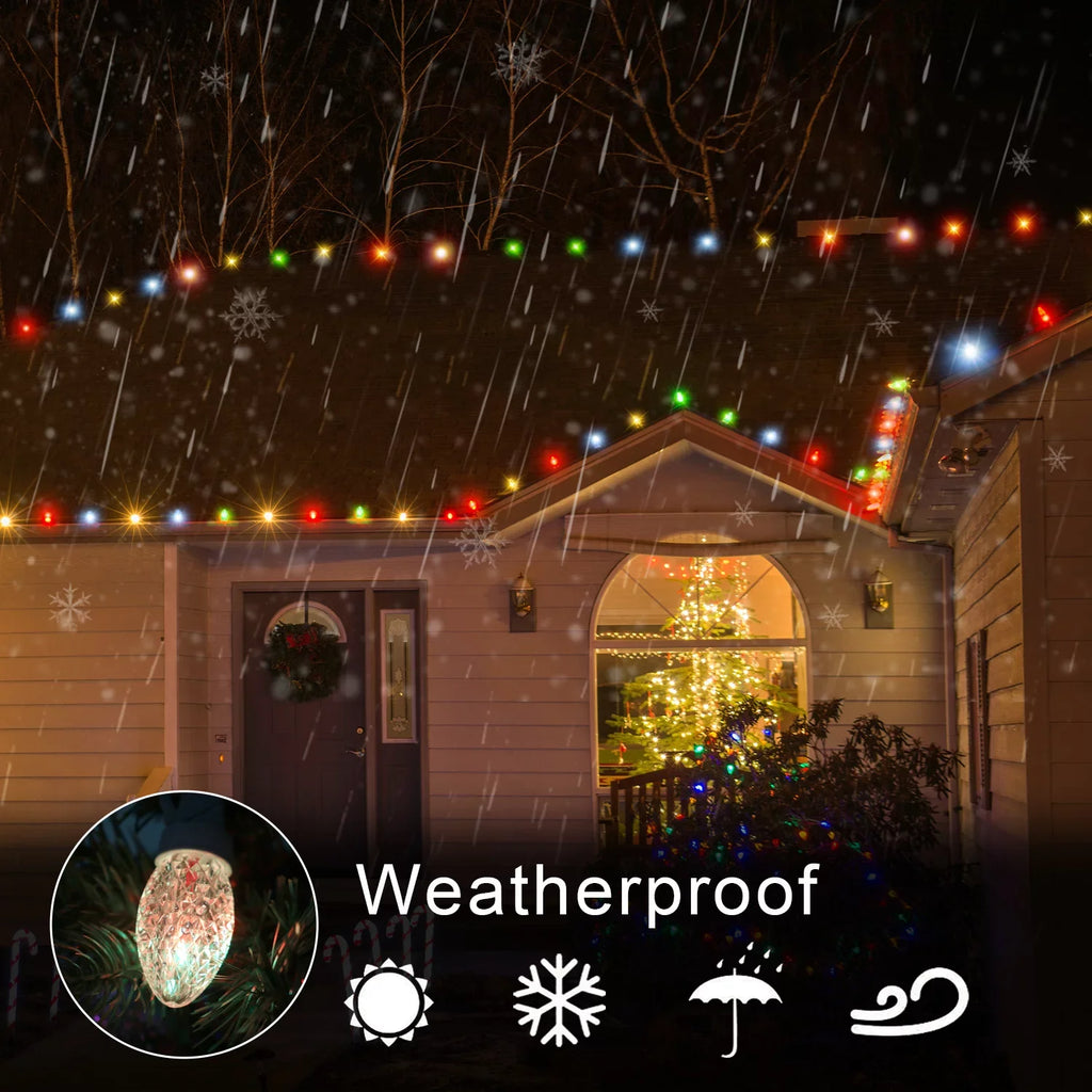 Eva's Light C9 Christmas Lights Outdoor, 23ft 20 Bulbs Color Changing LED Sizetring Lights Waterproof