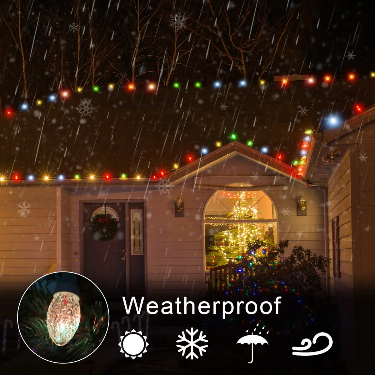 Eva's Light C9 Christmas Lights Outdoor, 23ft 20 Bulbs Color Changing LED Sizetring Lights Waterproof