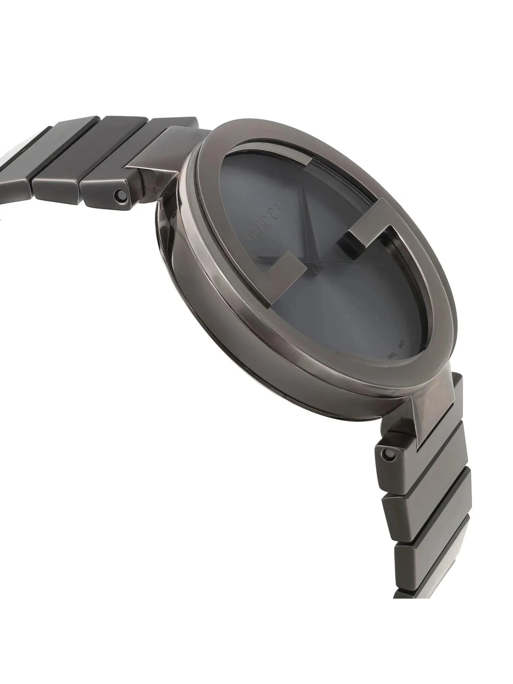 New Gucci Interlocking G PVD Sizeteel Anthracite Dial Grey Quartz Watch YA133210