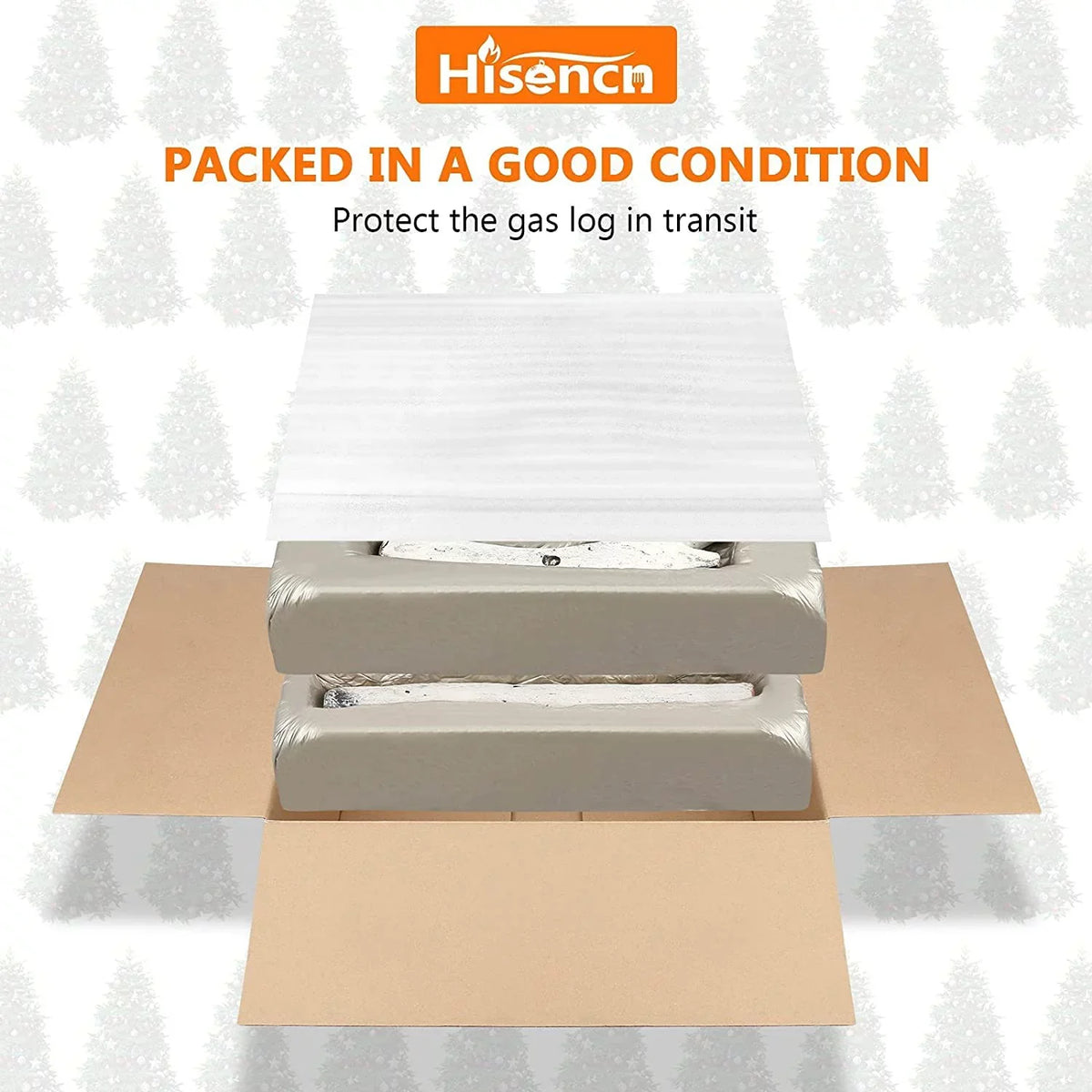 Hisencn Gas Fireplace Logs, 6 Pcs Ivory Birch Ceramic Gas Logs for Gas Fireplace, Indoor Electric Gas Inserts, Propane, Vented, Gel, Ethanol, Indoor or Outdoor Fireplaces, Fireplace Decor
