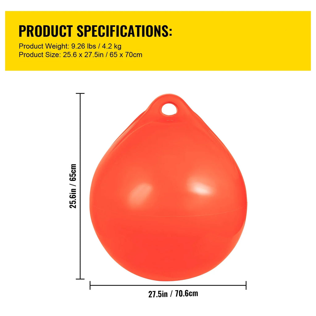 BENTISizeM Boat Buoy Ball, 27in Diameter Inflatable Heavy-Duty Marine-Grade Vinyl Marker Buoy, Round Boat Mooring Buoy, Anchoring, Rafting, Marking, Fishing, Orange