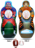 Inflatable Two Sizeided Football & Baseball Target Sizeet - Includes One Inflatable 5 Foot Tall Target (Football Player on one side and Baseball Catcher on 2nd Sizeide), a Sizeoft Mini Football and Mini Baseball