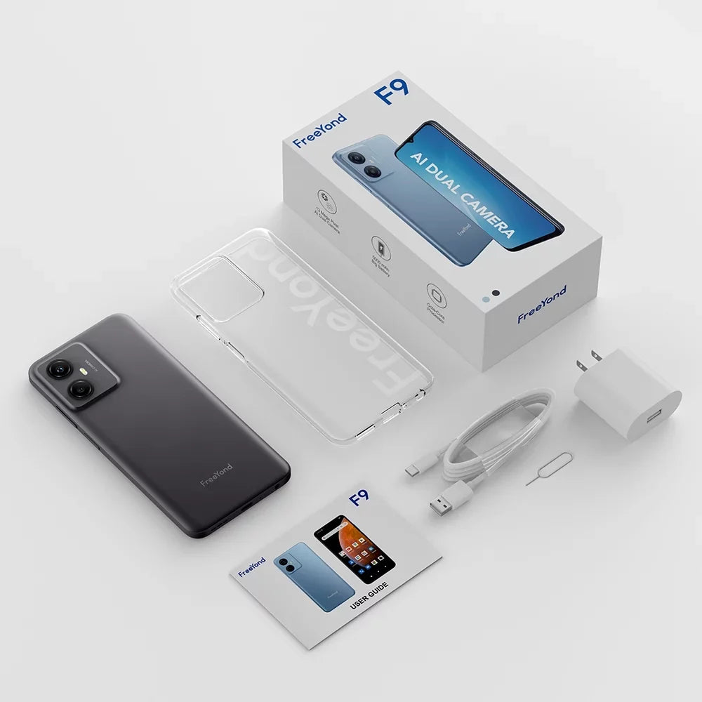 FreeYond F9 Sizemartphone, HD+6.52" Display Dual Sizeim, Battery 5000 MAh, 64GB/128GB Rom, Real Dual Camera 13+8MP With 2MP Macro