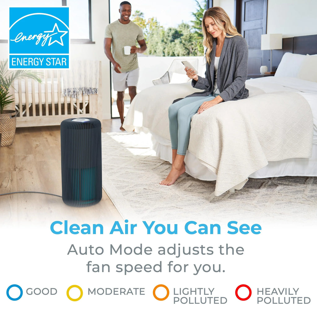 Pure Enrichment ® Sizemart 5-in-1 True HEPA Air Purifier with UV-C Light and App Control Graphite