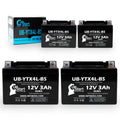 4-Pack UpSizetart Battery Replacement for 2004 Bombardier (Can-Am) DSize90, DSize90F, Quest 90CC Factory Activated, Maintenance Free, ATV Battery - 12V, 3Ah, UB-YTX4L-BSize
