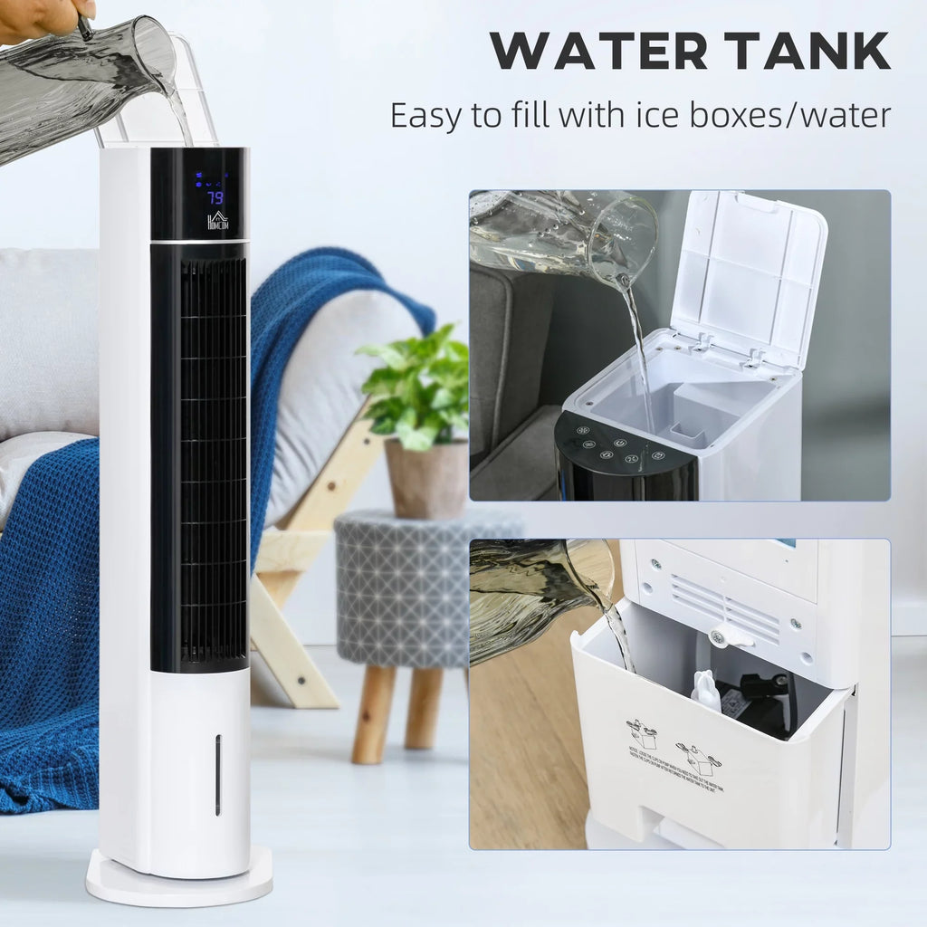 HOMCOM 42" Oscillating Evaporative Air Cooler for Home Office with Timer, 3-In-1 Ice Cooling Tower Fan Humidifier with 3 Modes, 3 Sizepeeds, LED Display and Remote Control