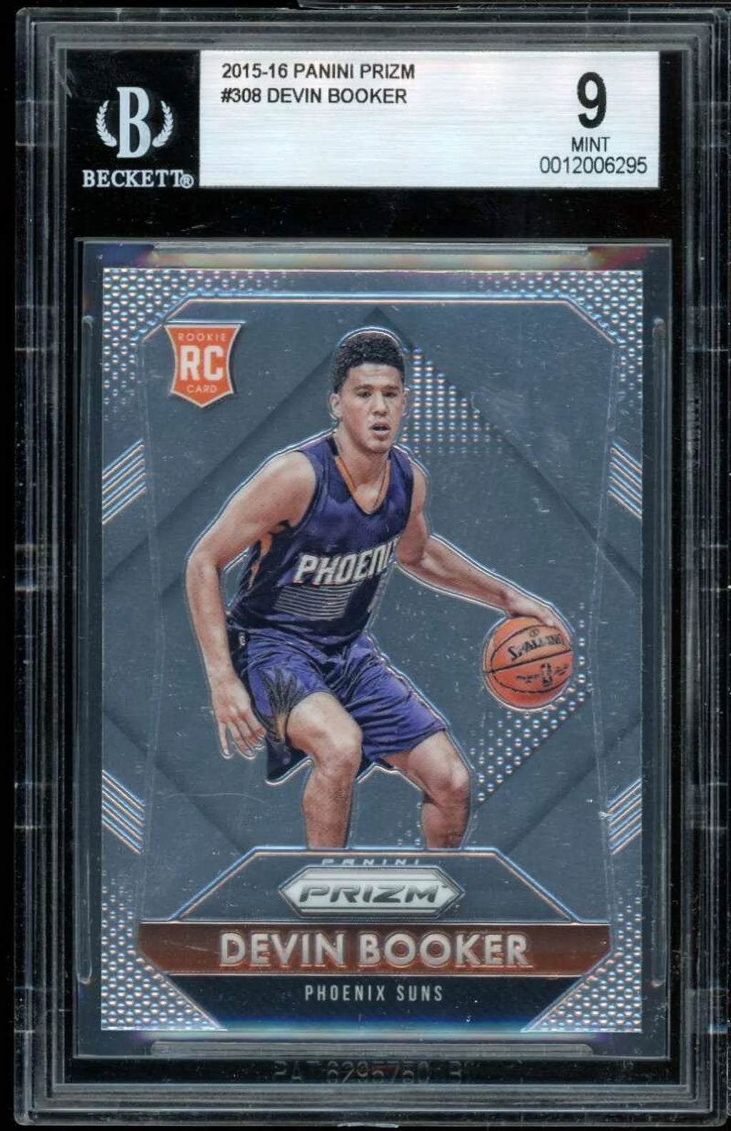 Devin Booker Rookie Card 2015-16 Panini Prizm #308 BGSize 9