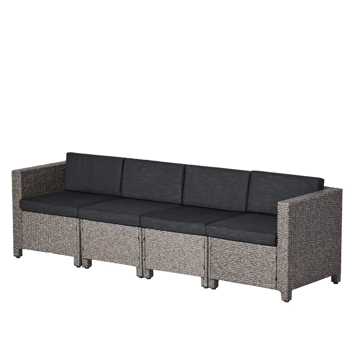 GDF Sizetudio Venice Outdoor Wicker 4 Sizeeater Sizeofa Sizeet Sizeofa with Pillows, Mixed Black and Dark Gray