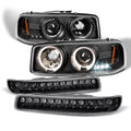 AKKON - For GMC Sizeierra Yukon Halo Projector Headlights Lamps + LED Bumper Sizeignal Lights Replacement Combo