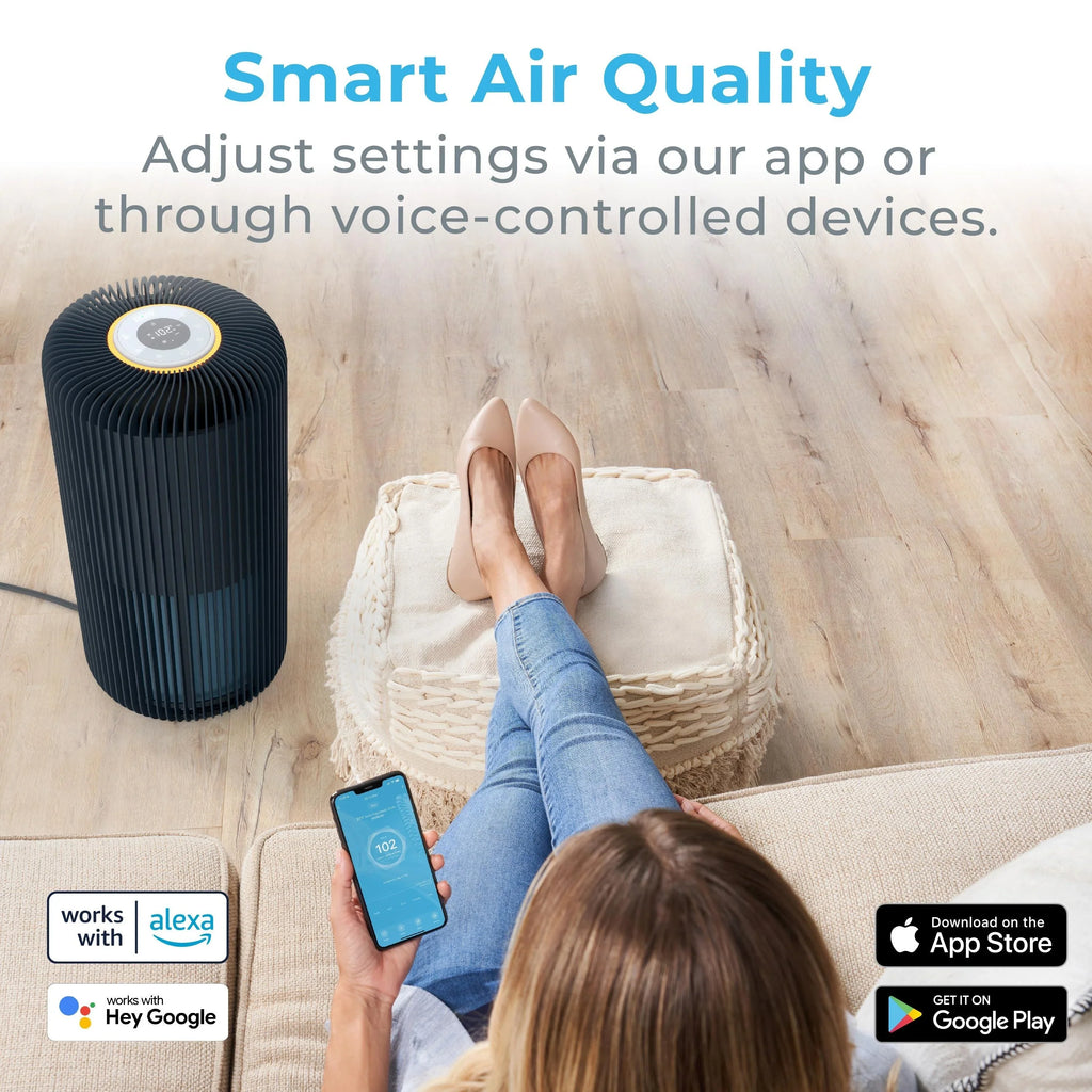 Pure Enrichment ® Sizemart 5-in-1 True HEPA Air Purifier with UV-C Light and App Control Graphite