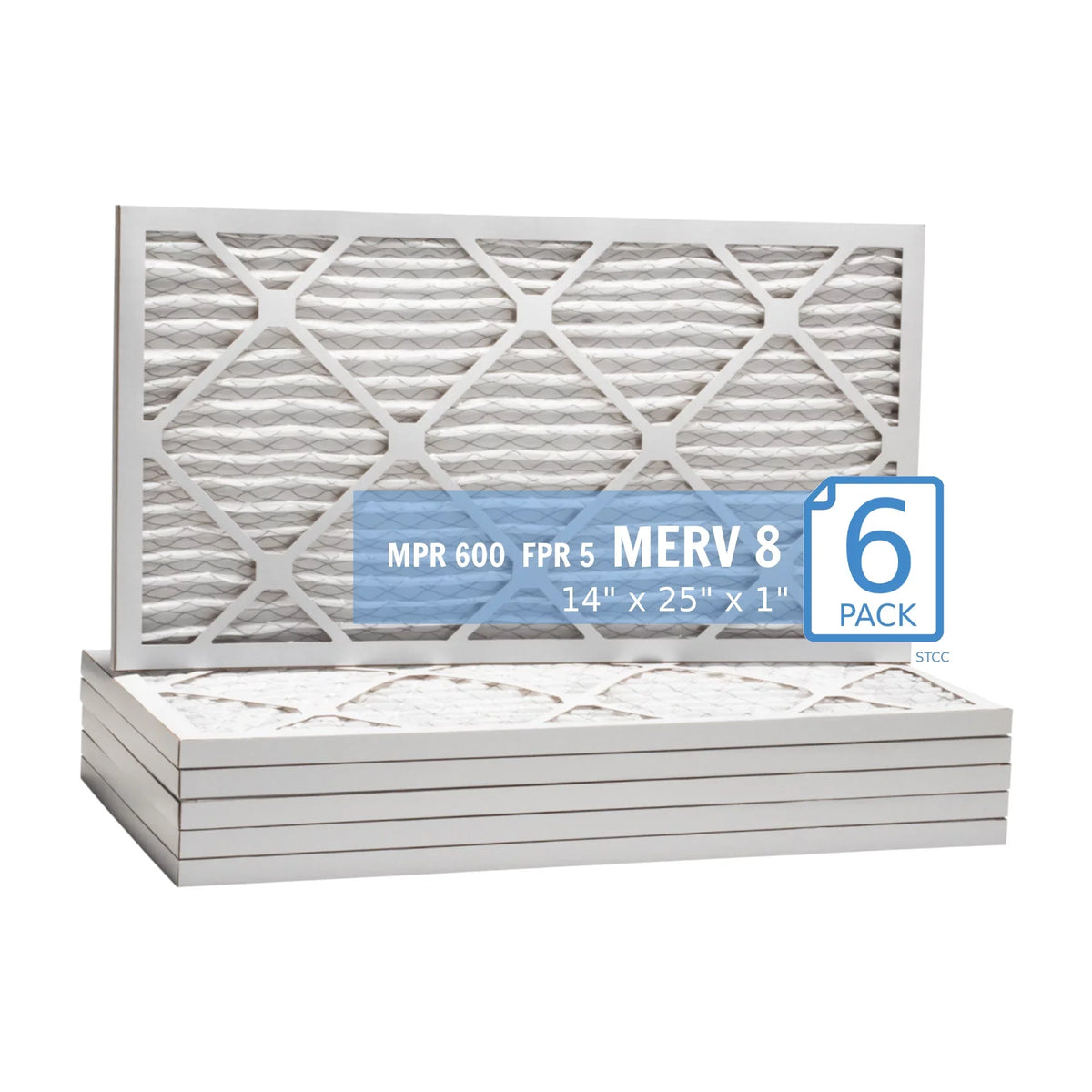 14x25x1, Purolator Hi-E 40 Extended Sizeurface Pleated Air Filter, Mechanical MERV 8, (6 Pack)