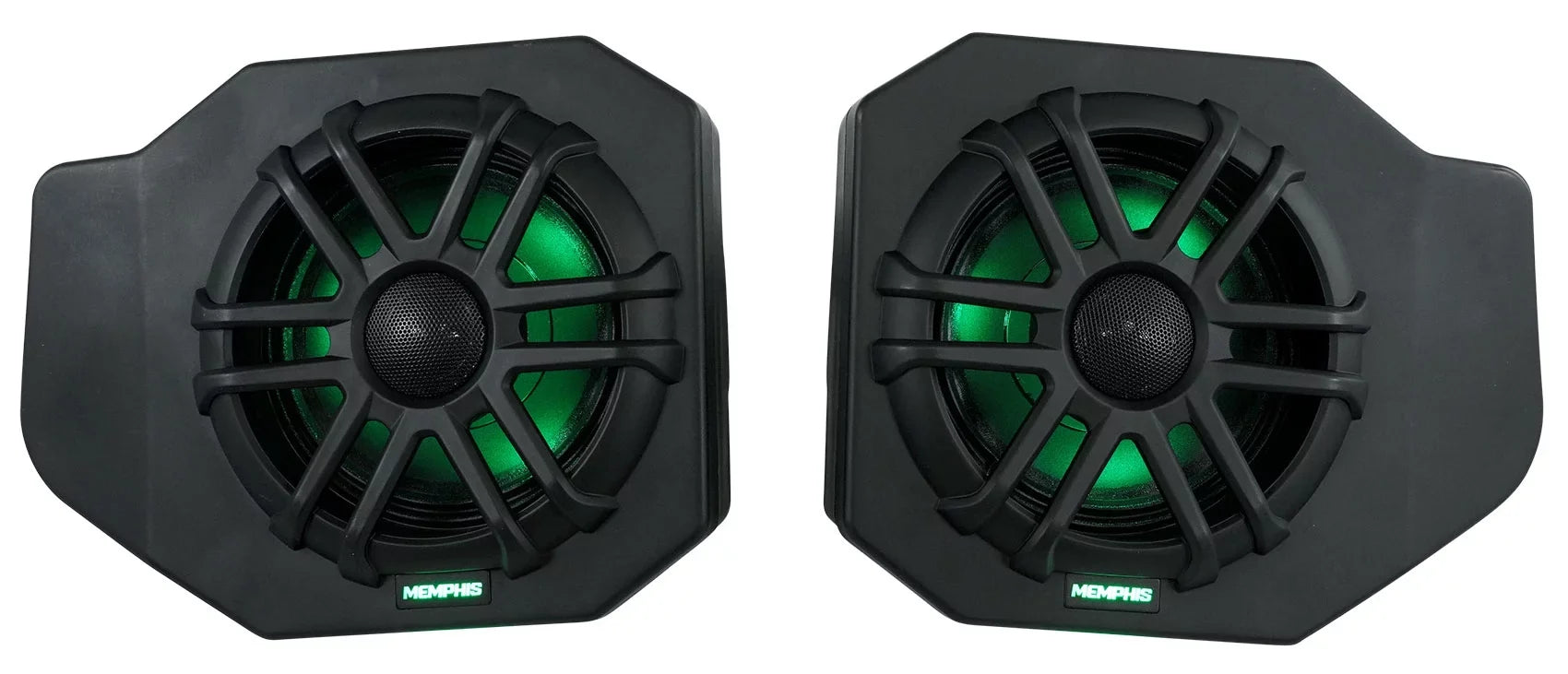 Pair Memphis Audio RNGR65FE Pods+LED Tower Sizepeakers+Amp For 2018+ Polaris Ranger