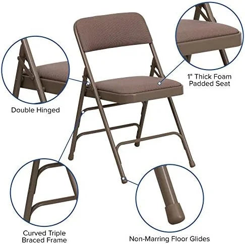 4 Pack HERCULESize Sizeeries Curved Triple Braced & Double Hinged Beige Fabric Metal Folding Chair