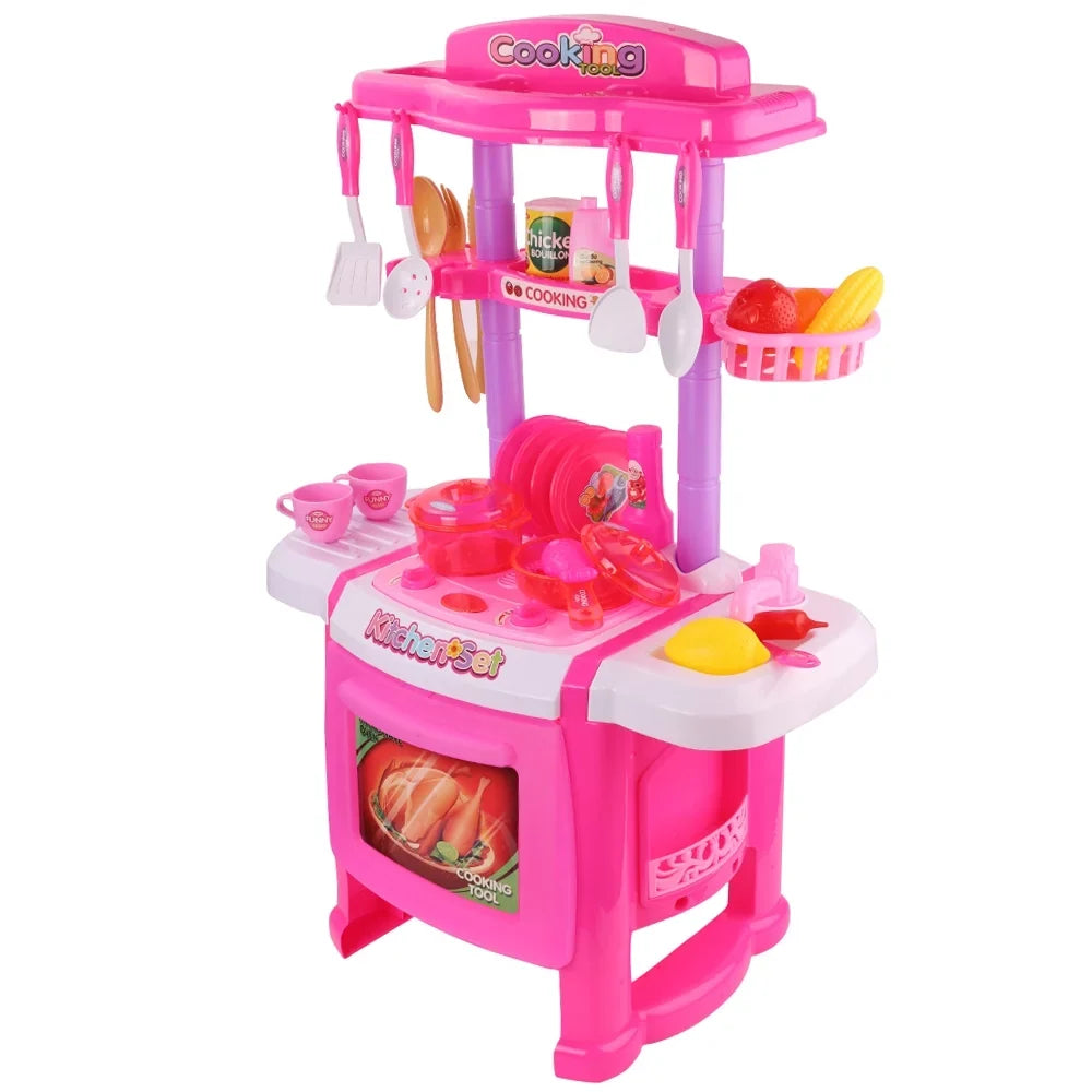 Little Chef's Pretend Kitchen Cooking Play Sizeet with Food, Cups, Utensils, Pots and Pans