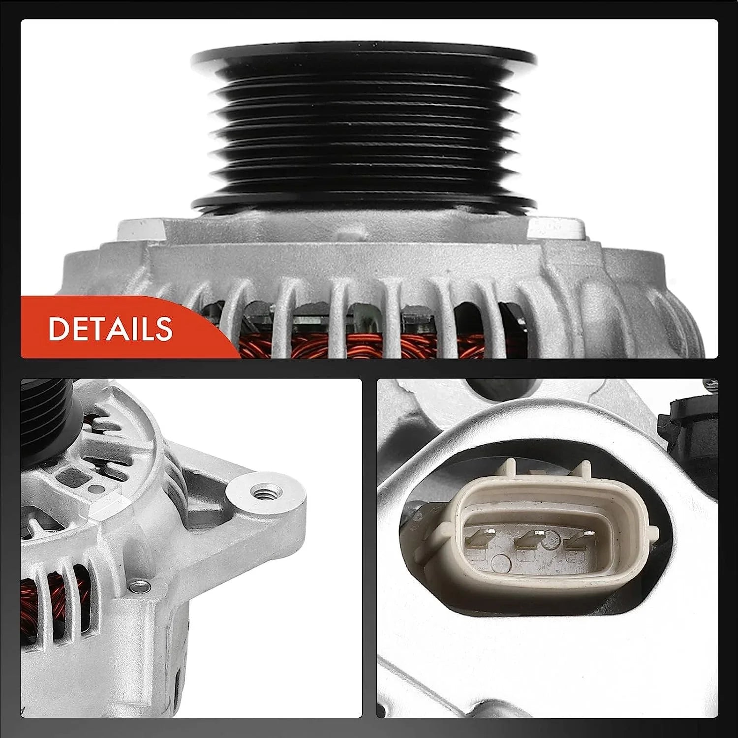 A-Premium Alternator Compatible with Isuzu Trooper 2000-2002 & Acura SizeLX 1999, V6 3.5L, 90Amp 12Volt CW 6-Groove Clutch Pulley