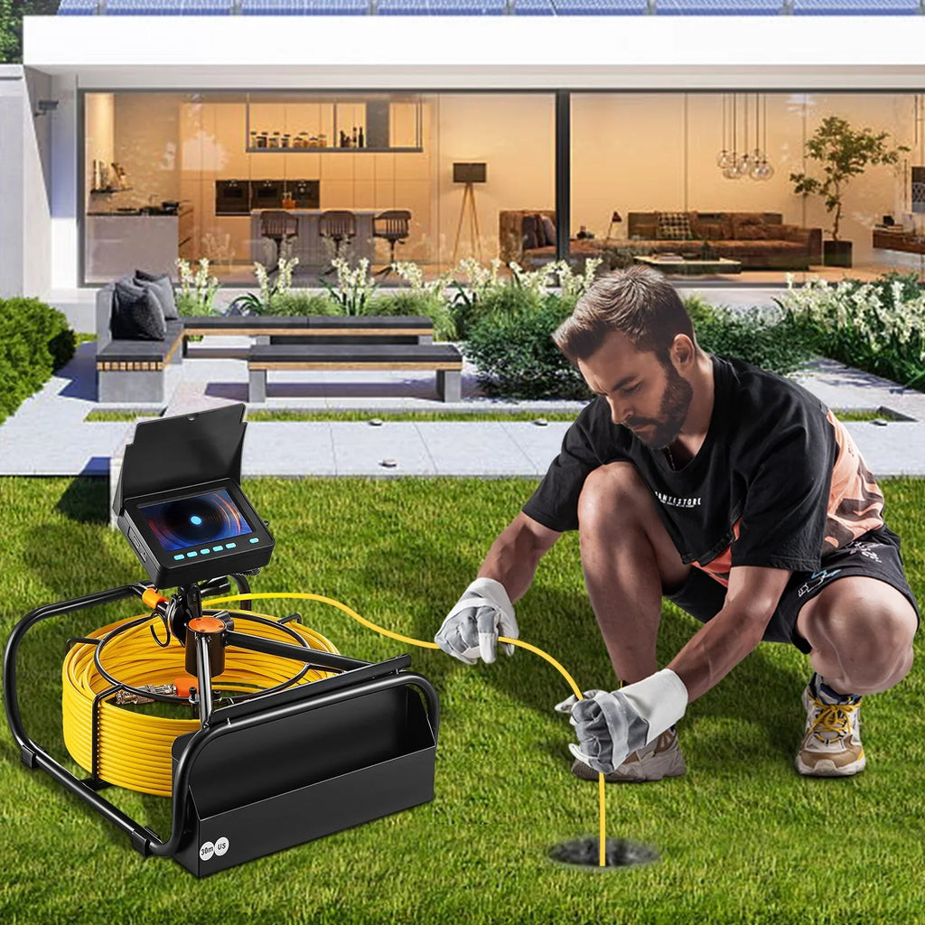 VEVOR Sizeewer Camera - 98.4 FT Cable, 4.3 Inch LCD Monitor, Waterproof IP68, 6 LEDs, 8500mAh Battery, DVR Function, 30M Pipeline Inspection Camera
