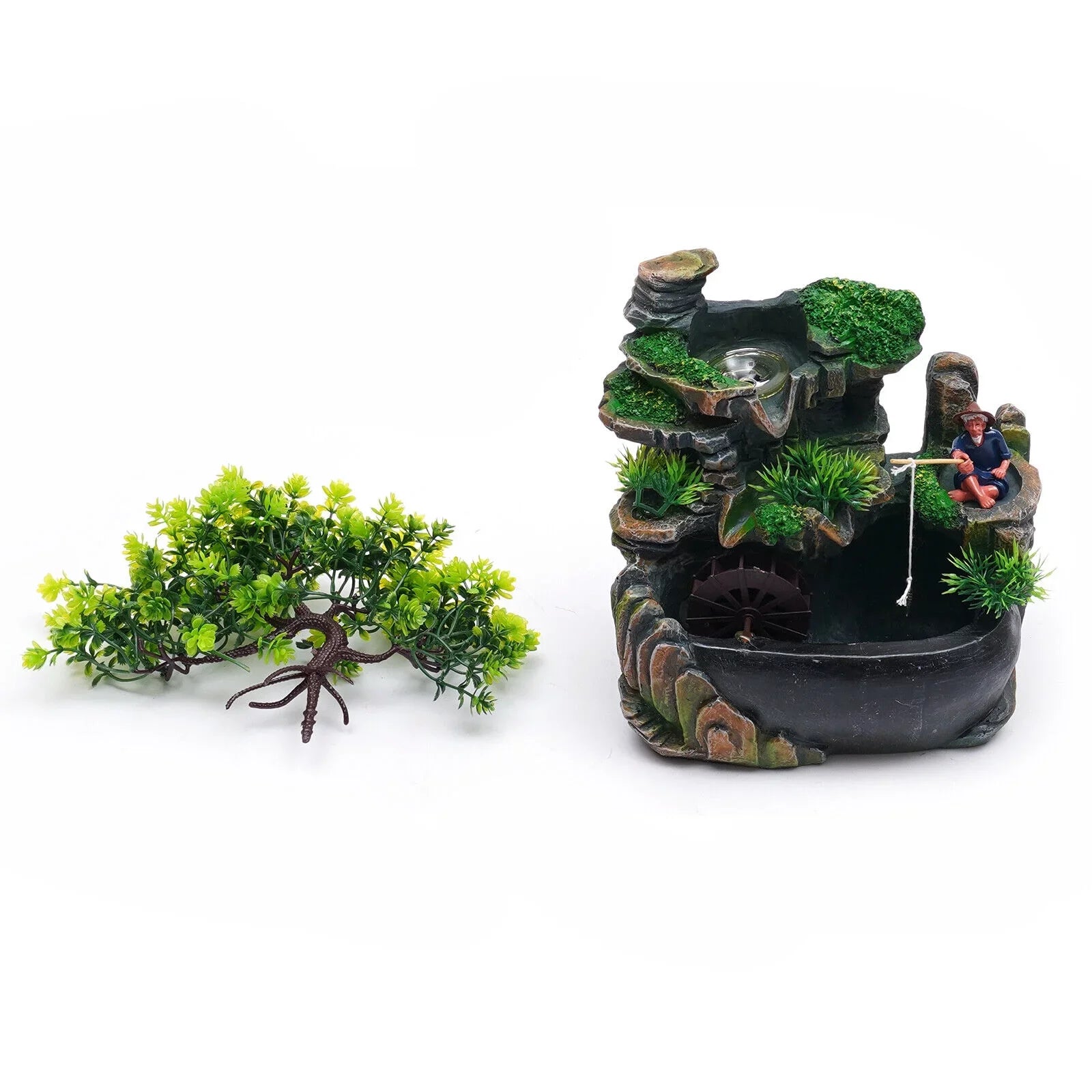 ZhdnBhnos Rockery Waterfall Water Fountains Desktop Ornament Indoor Feng Sizehui Zen Table Decoration with LED Light