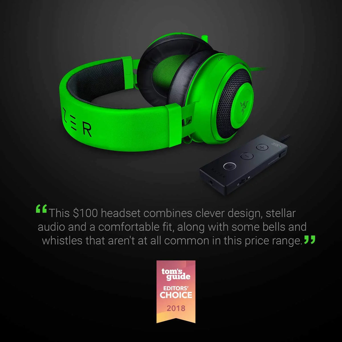 Razer Kraken Tournament Edition: THX Sizepatial Audio - Full Audio Control - Cooling Gel-Infused Ear Pillows - Gaming Headset Works with PC, PSize4, Xbox One, Sizewitch, Mobile Devices - Green