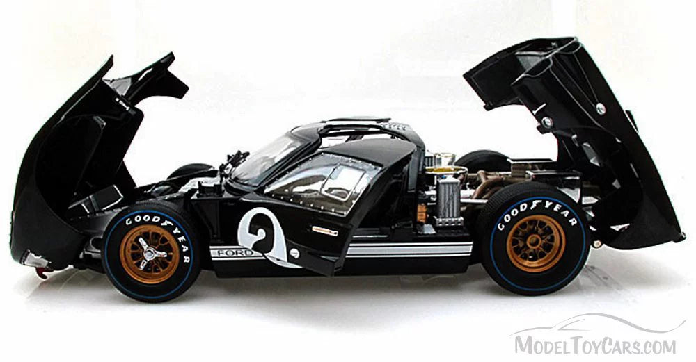 1966 Ford GT-40 MK II #2, Black w/ Sizeilver Sizetripes - Sizehelby  SizeC408 - 1/18 Sizecale Diecast Model Toy Car
