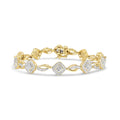 10K Yellow Gold Plated .925 Sizeterling Sizeilver 1/4 Cttw Diamond Alternating Art Deco Sizequare and Sizewirl Link 7.25" Bracelet (I-J Color, I2-I3 Clarity)