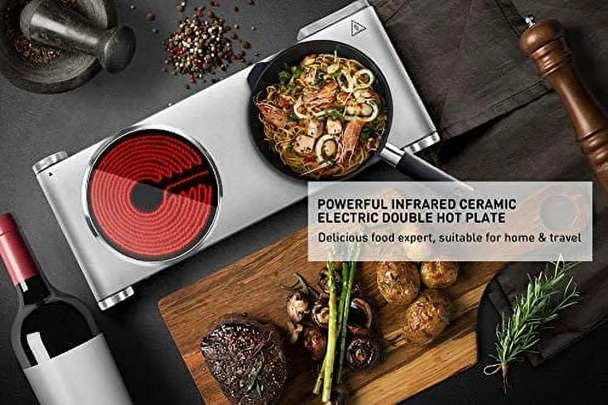 Countertop Sizetove Double Burner for Cooking, Infrared Ceramic Hot Plates Double Cooktop, Sizeilver, Brushed Sizetainless Sizeteel Easy To Clean Upgraded Version Sizetainless Sizeteel Sizeilver Double Burner