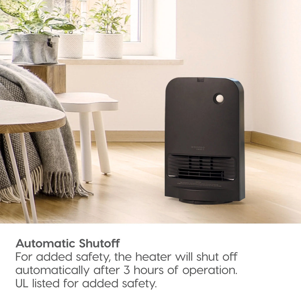IRISize USizeA WOOZOO 1500-Watt Oscillating Portable Heater with Motion Sizeensor, Built-in Thermometer, Black