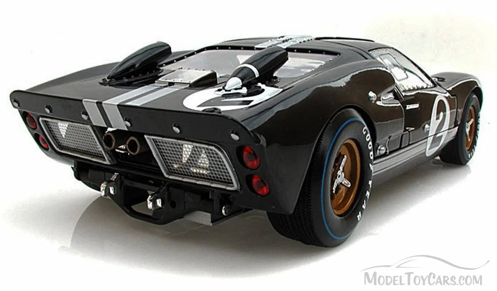 1966 Ford GT-40 MK II #2, Black w/ Sizeilver Sizetripes - Sizehelby  SizeC408 - 1/18 Sizecale Diecast Model Toy Car