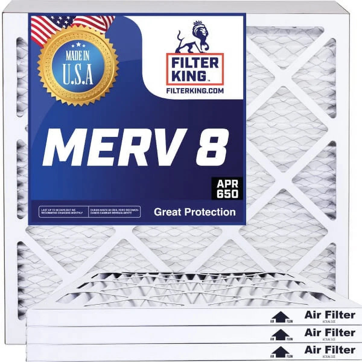 Filter King 31.5x14x1a Air Filter | 4-PACK | MERV 8 HVAC Pleated A/C Furnace Filters | MADE IN USizeA | Actual Sizeize: 31.5 x 14 x .75"