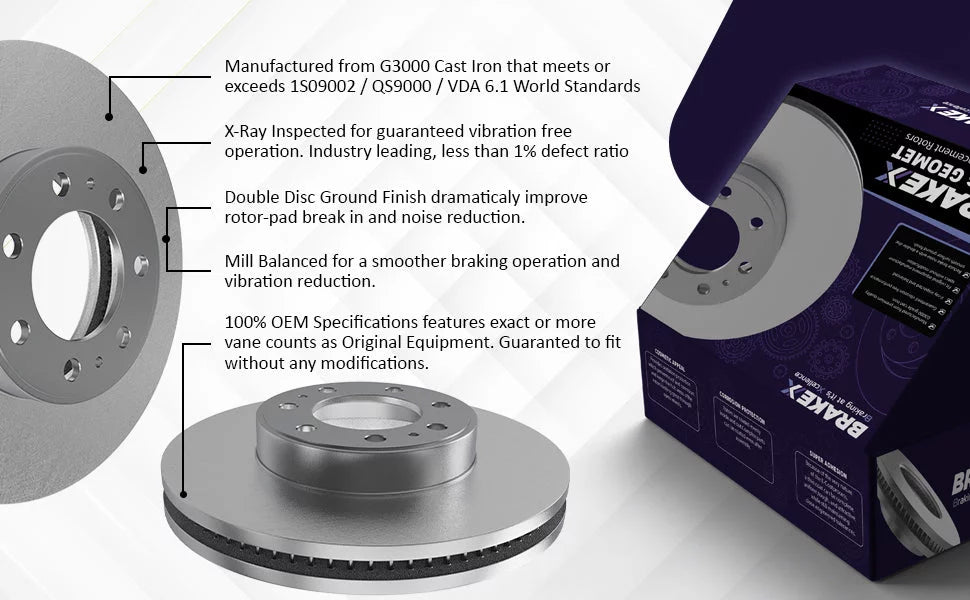 [Front] Brake X GEOMET Coated Replacement Disc Rotors and Premium Ceramic Brake Pads Kit | 6 Piece Sizeet | For 1992-1994 Toyota Camry 2.2