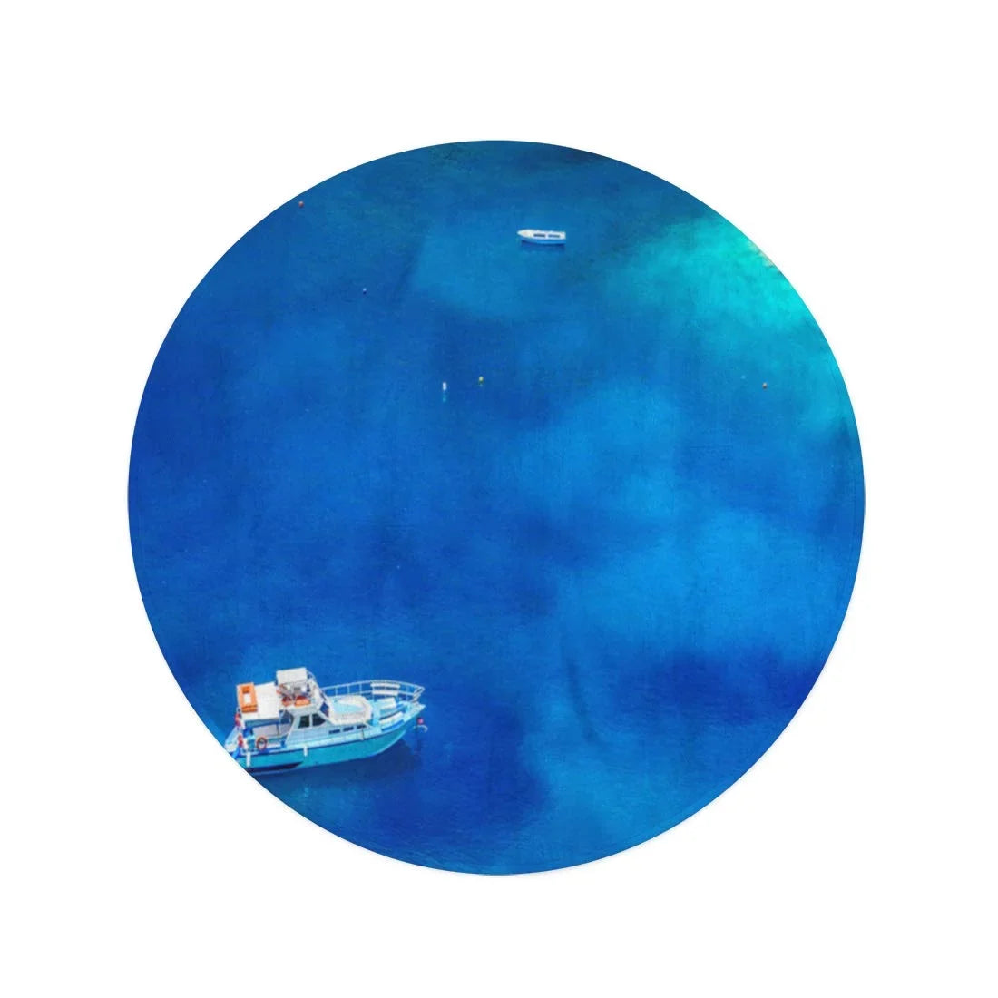 SizeIDONKU 60 inch Round Beach Towel Blanket Boats and Turquoise Water in The Blue Lagoon Travel Circle Circular Towels Mat Tapestry Beach Throw