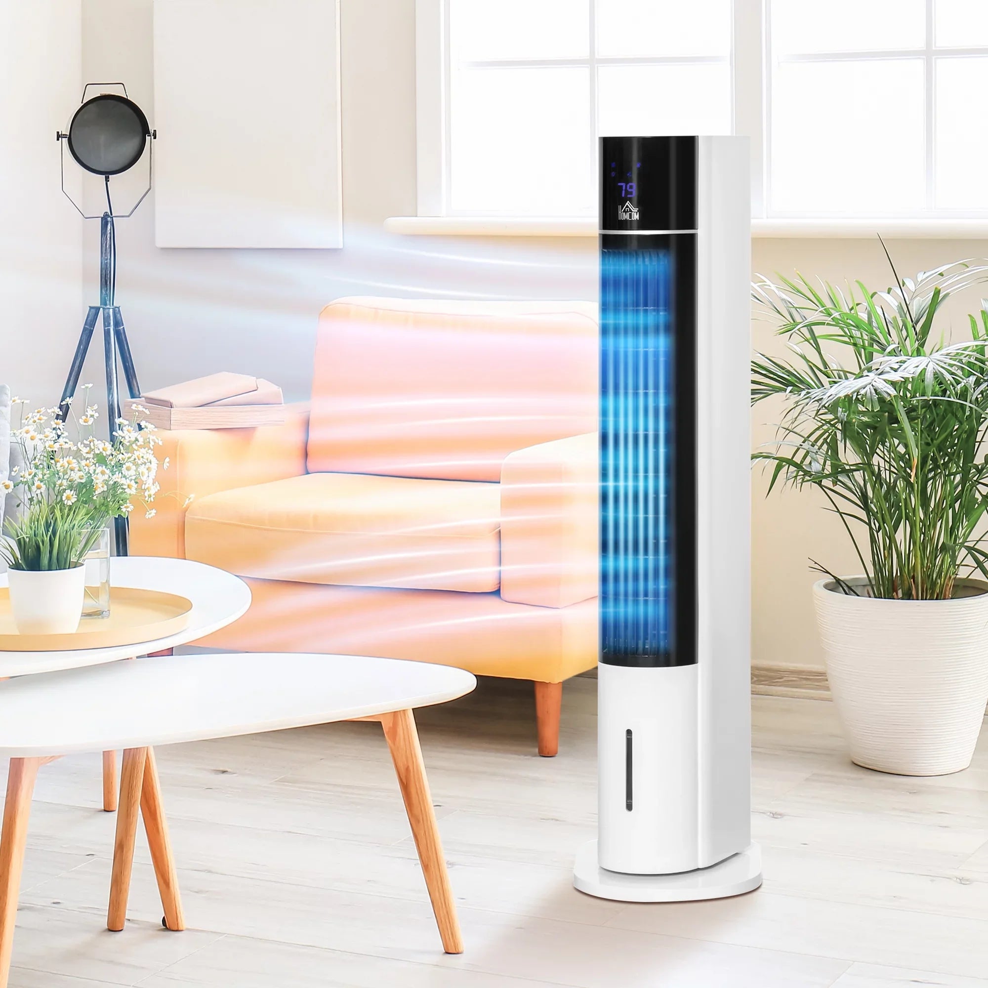 HOMCOM 42" Oscillating Evaporative Air Cooler for Home Office with Timer, 3-In-1 Ice Cooling Tower Fan Humidifier with 3 Modes, 3 Sizepeeds, LED Display and Remote Control