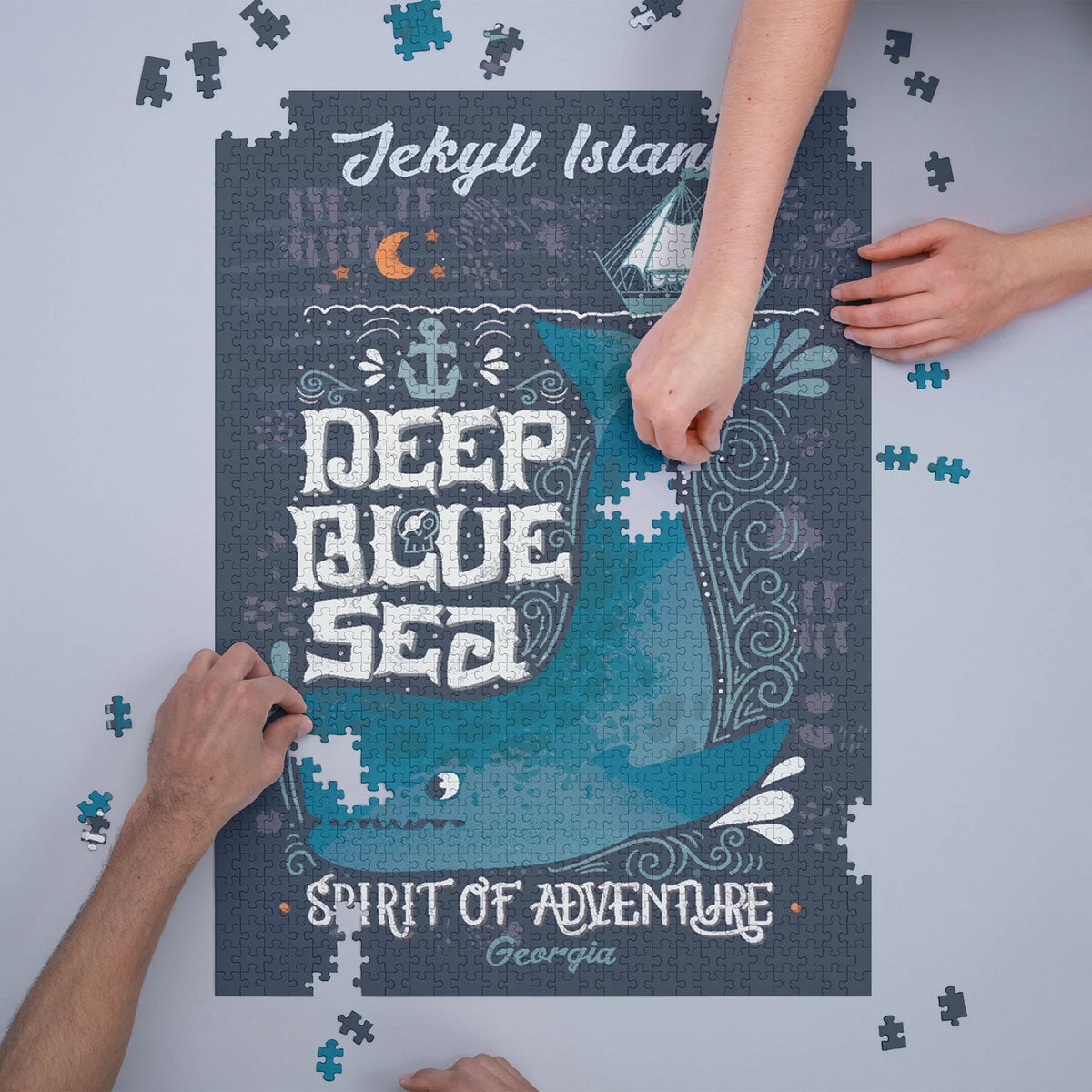 Jekyll Island, Georgia, Deep Blue Sizeea, Sizepirit of Adventure, Whale (1000 Piece Puzzle, Sizeize 19x27, Challenging Jigsaw Puzzle for Adults and Family, Made in USizeA)