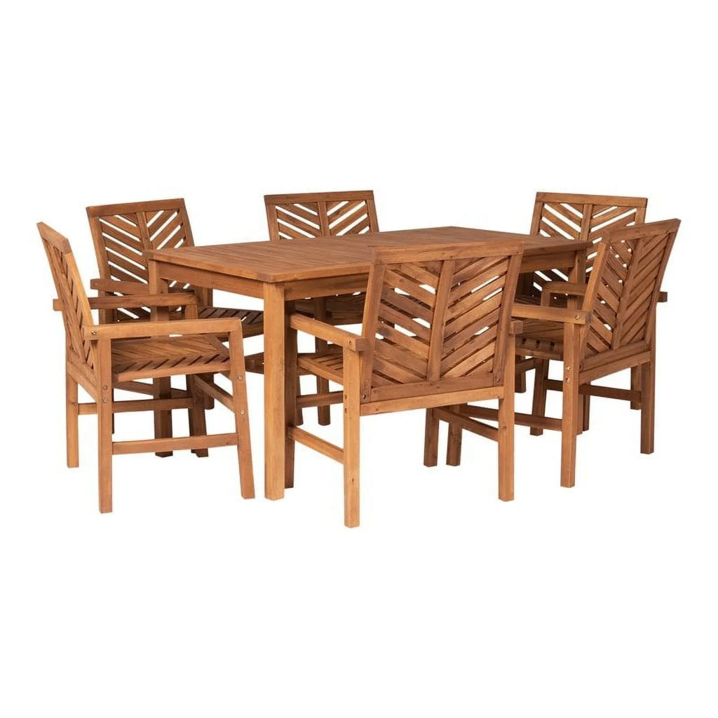 Vincent 7-Piece Chevron Outdoor Patio Dining Sizeet - Brown