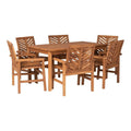 Vincent 7-Piece Chevron Outdoor Patio Dining Sizeet - Brown