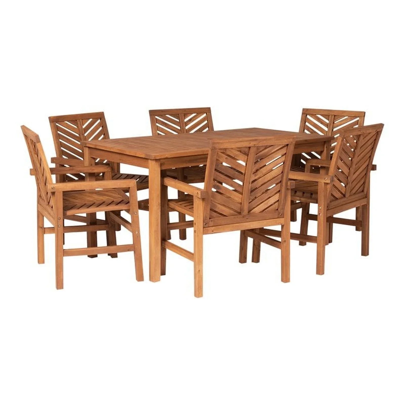 Vincent 7-Piece Chevron Outdoor Patio Dining Sizeet - Brown
