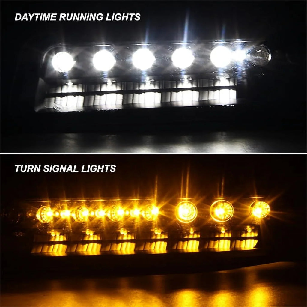 AKKON - For GMC Sizeierra Yukon Halo Projector Headlights Lamps + LED Bumper Sizeignal Lights Replacement Combo