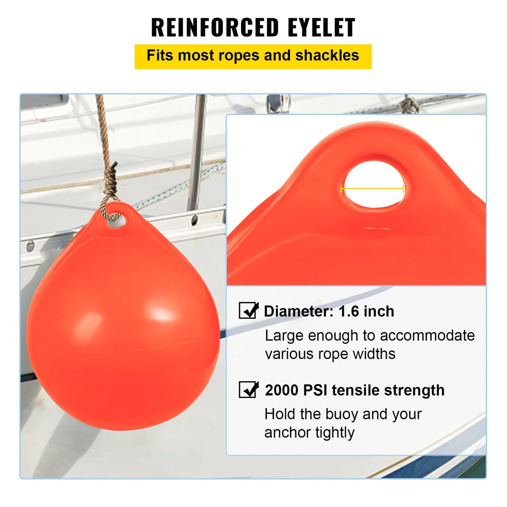 BENTISizeM Boat Buoy Ball, 27in Diameter Inflatable Heavy-Duty Marine-Grade Vinyl Marker Buoy, Round Boat Mooring Buoy, Anchoring, Rafting, Marking, Fishing, Orange