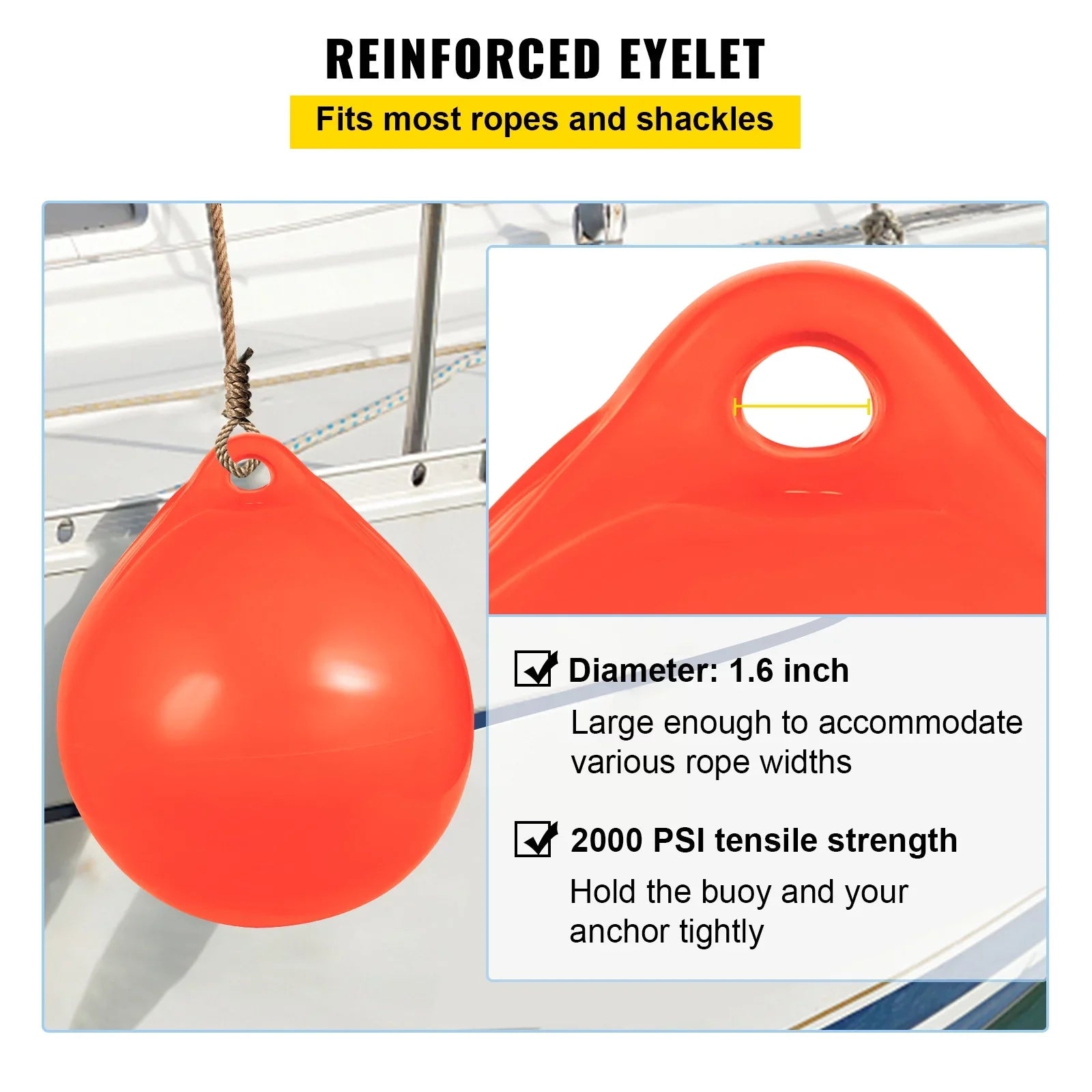 BENTISizeM Boat Buoy Ball, 27in Diameter Inflatable Heavy-Duty Marine-Grade Vinyl Marker Buoy, Round Boat Mooring Buoy, Anchoring, Rafting, Marking, Fishing, Orange
