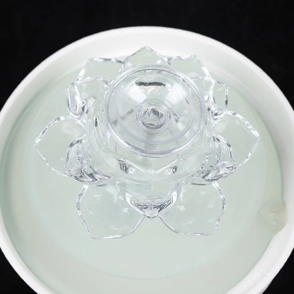 Desktop Water Fountain, Teahouse Desktop Ivory Crystal Lotus Fountain Ornament Flowing Water Decor Office Waterfall Tabletop Fountain