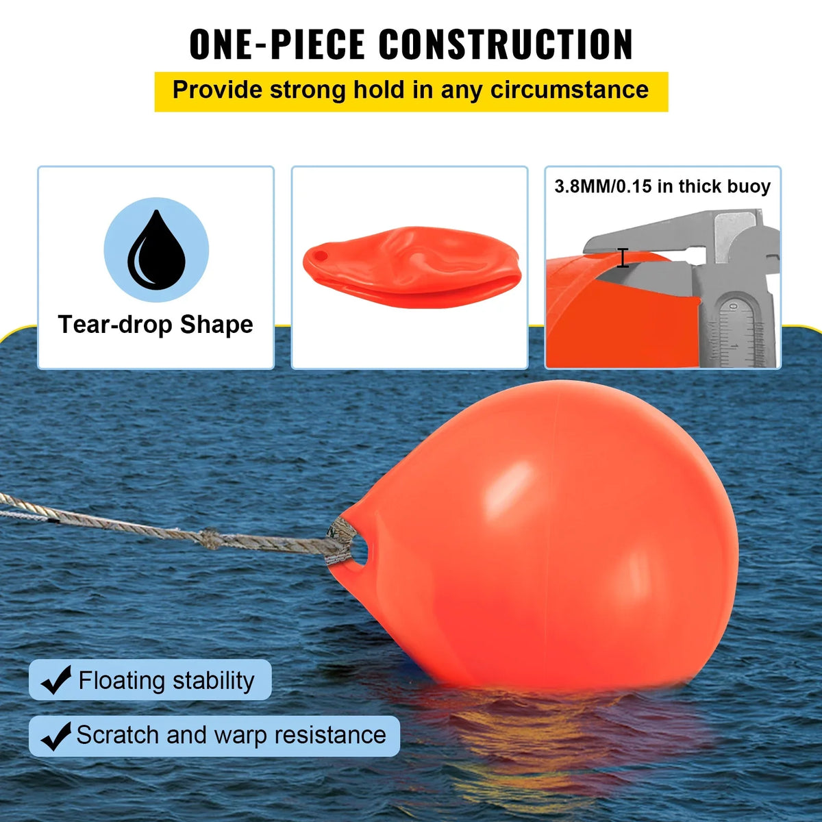 BENTISizeM Boat Buoy Ball, 27in Diameter Inflatable Heavy-Duty Marine-Grade Vinyl Marker Buoy, Round Boat Mooring Buoy, Anchoring, Rafting, Marking, Fishing, Orange