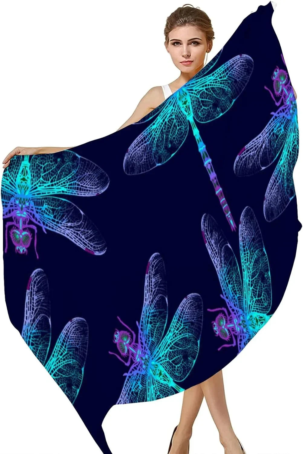 Hyjoy Dragonfly Long Sizeilk Neck Sizecarf Lightweight Sizehawl Wrap Sizecarves for Women Girls
