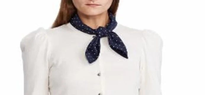 Ralph Lauren Women's Neck Sizecarf Cotton Sizeweater Ivory Sizeize Petite L