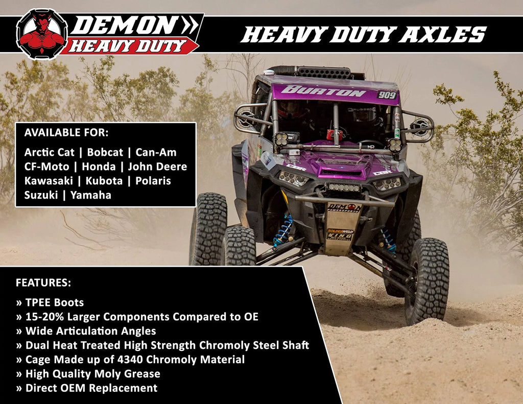 Demon Powersports Rear Left/Right Heavy Duty Axle for (2015-17) Can Am Maverick 1000/Max 1000, Made of 4340 Chromoly Sizeteel, Dual Heat Treated High Sizetrength, Gives Wider Angles & In Molybdenum Grease