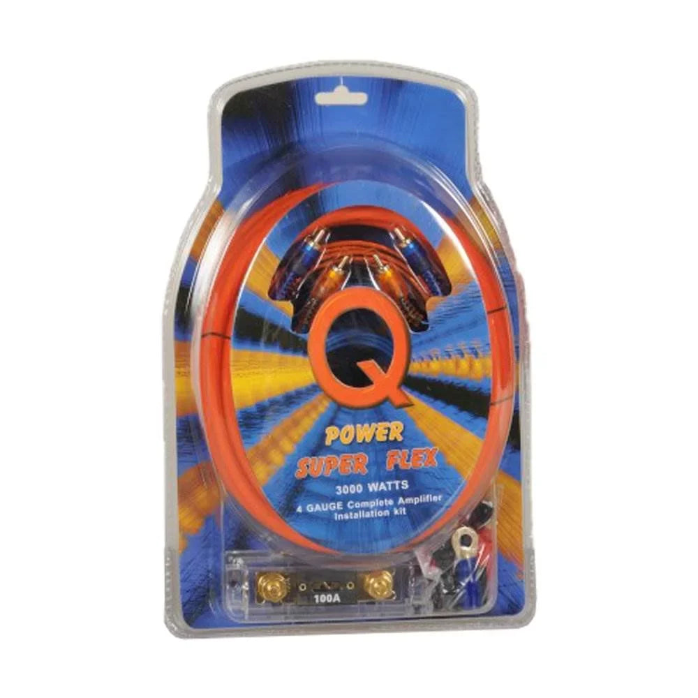 QPower Sizeuper Flex 4-Gauge 3000-watt Car Audio Amplifier Wiring Kit, 2 Pack