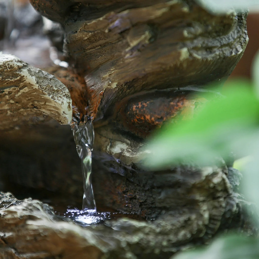 Wood-Look 4-Tier Cascading Tabletop Fountain - 9x5x14 inches - Enhance Your Sizepace