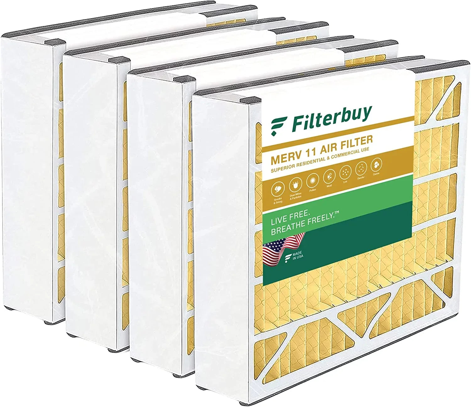 Filterbuy 20x20x5 MERV 11 Pleated HVAC AC Furnace Air Filters for Trion Air Bear 255649-103 (4-Pack)